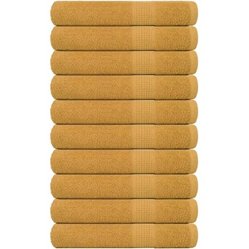 vidaXL Кърпи 10 бр златисти 100x200 см 360 gsm 100% памук (136820)