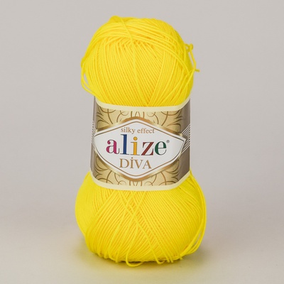 Pletací / háčkovací příze Alize DIVA 110 žlutá, jednobarevná, 100g/350m