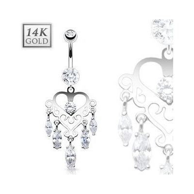 Šperky4U zlatý visací piercing do pupíku ZL01084-WG