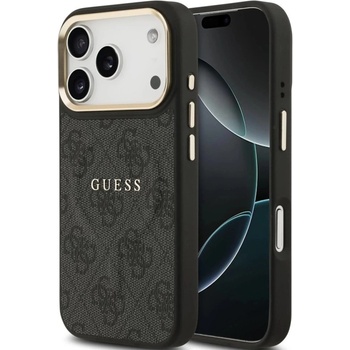 GUESS Калъф Guess - 4G Gold Frame, iPhone 17 Pro, MagSafe, черен (3666339519056)