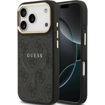 GUESS Калъф Guess - 4G Gold Frame, iPhone 17 Pro, MagSafe, черен (3666339519056)