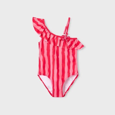 MAYORAL Цял бански костюм с асиметрични презрамки Червен мак за мини момиче Mayoral