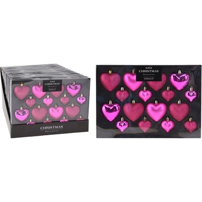 HOMESTYLING Vánoční ozdoby srdce 8ks 65 45 mm fuchsiová KO-CAN302880