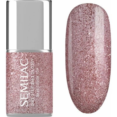 Semilac One Step 3in1 Glossy gélový lak na nechty odtieň 250 Glitter Pink 7 ml