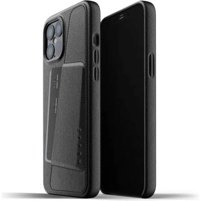 Mujjo Leather Wallet Case - кожен (естествена кожа) кейс с джоб за кредитна карта за iPhone 12 Pro Max (черен)