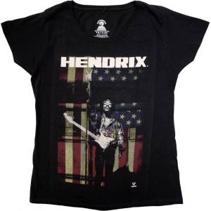 Jimi Hendrix Peace Flag Black M Дамски Риза (JHXTS12LB02)