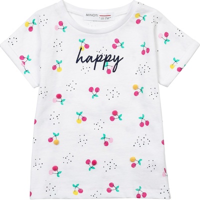 Minoti Тениска 'happy pom poms' бяло, размер 80-86