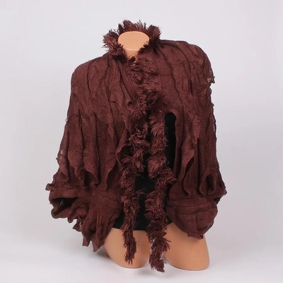 Плетено болеро в тъмнокафяво с волани