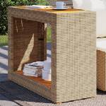 vidaXL Градинска маса с дървен плот бежова 100x40x75 см полиратан (366308)