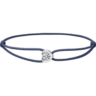 Tiami Provázkový náramek Pure Love z bílého zlata s diamantem tmavě modrý BPVW20001