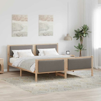 vidaXL Rám postele s čelem textil taupe