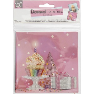 Grafix Карти за рисуване с мъниста Grafix - Рожден ден, 2 броя, 13 х 13 cm (6605330082) - baby
