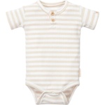 Little Dutch Бебешко боди с къс ръкав Little Dutch - На райета, Sand/White, 74 cm, 6-9 м (CL24220012) - ozone