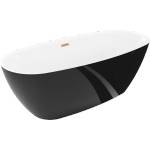 Mexen Luvo Slim свободностояща вана 170 x 75 см, бяла/черна, преливна медна четка - 52801707575-65 (52801707575-65)
