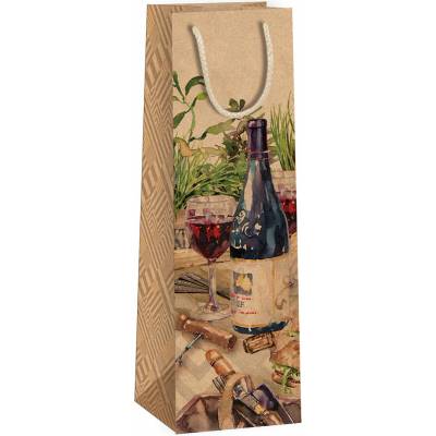 ARGUS Dárková papírová taška NATUR na víno (11 x 36 cm) 07340101