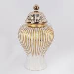 Eurolamp Керамичен буркан 35x18, 5 см златист/бял (EU0518)
