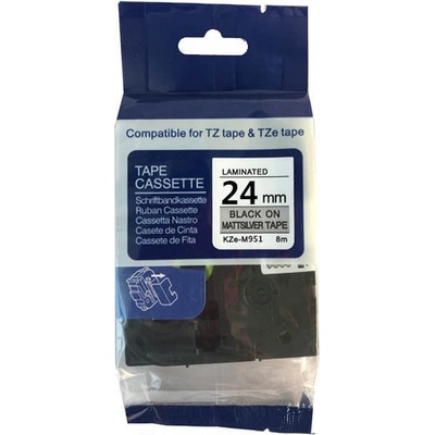 Compatible Съвместима лента с Brother TZ-M951 / TZe-M951, 24mm x 8m, черен печат / сребърен фон (TZeM951)
