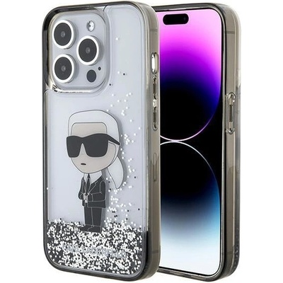 KARL LAGERFELD Кейс Karl Lagerfeld KLHCP15LLKKNSK за iPhone 15 Pro 6.1", прозрачен, твърд, Liquid Glitter Ikonik (3666339164096)