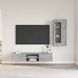 vidaXL Комплект ТВ шкаф FLORIN 3 бр. Сив Сонома Инженерна дървесина (3397930)