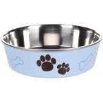 Flamingo Feeding and drinking bowl Kena Round Light blue Silver - иноксова купа за вода или храна - СИНЯ, размер Ø17 см / 800 мл, Белгия - 1030935