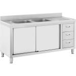 Royal Catering Кухненска мивка за търговски цели - 2 мивки - Royal Catering - Неръждаема стомана - 160 x 60 см RC-IKS04 (RC-IKS04)