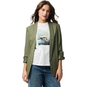 PIECES Сако Pieces Bosella 3/4 blazer - Green (Deep Lichen Green / Cloud Dancer Pinstripe)