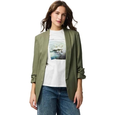 PIECES Сако Pieces Bosella 3/4 blazer - Green (Deep Lichen Green / Cloud Dancer Pinstripe)