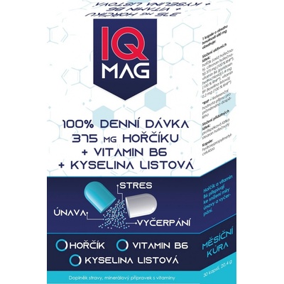 Naturprodukt IQ Mag hořčík 375 mg + B6 + kyselina listová 30 kapslí