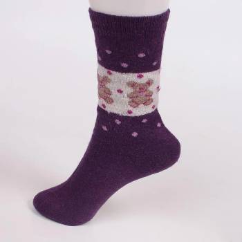 Image 1 of Тъмнолилави зимни чорапи с мечета