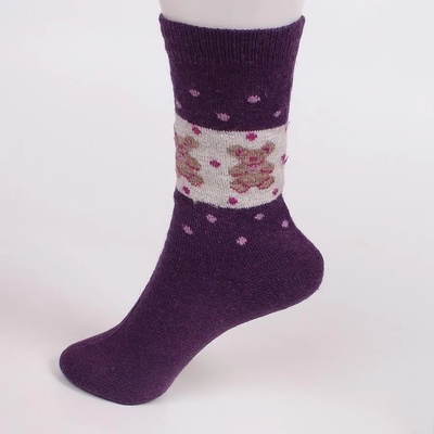Тъмнолилави зимни чорапи с мечета