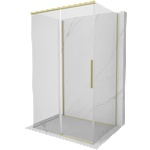 Mexen Rox-3S душ кабина 3-стенна плъзгаща 145 x 80 см, прозрачна, златна четкосвана - 8C2-145-080-55-00-3S (8C2-145-080-55-00-3S)