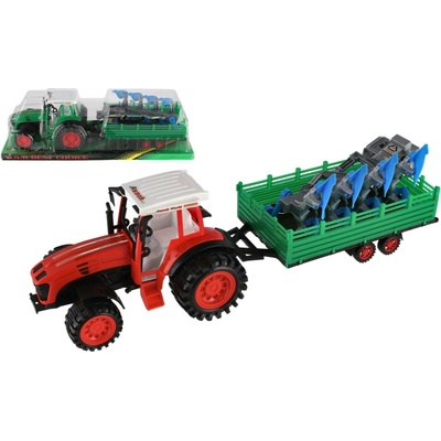 Teddies Traktor s vlekom s rotavátorom plast 52cm na zotrvačník 2 farby