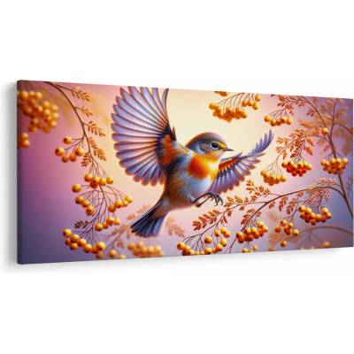 Obraz - Vták s jarabinou, jednodielne 250x125 cm
