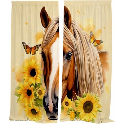 IMPAR Závěsy Kůň a slunečnice,140 × 250 cm