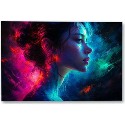 Plakát – Profil tváře v neonových barvách Bez rámu Ano Bez rámu 135 × 90 cm