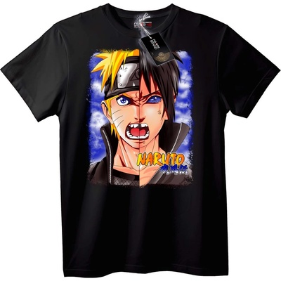 NOONEBRAND Тениска Naruto разделен дизайн - 2XL, White