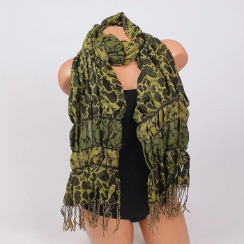 Image 1 of Дамски топъл шал в черно и зелено