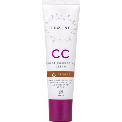 Lumene CC Color Correcting Cream CC krém pre jednotný tón pleti SPF20 6 Bronze Neutral 30 ml