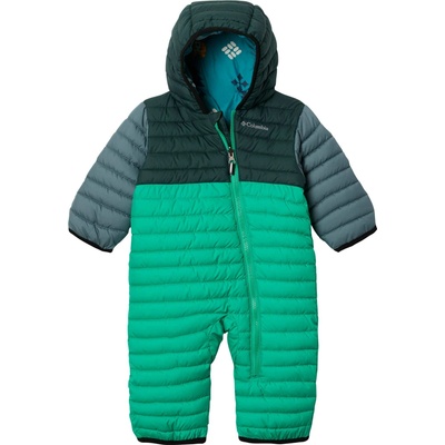 Detská zimná kombinéza Columbia POWDER LITE REVERSIBLE BUNTING zelená tmavo zelená strieborná