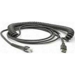 Datalogic Cable, USB, Type A, Coiled, Power off terminal, 2 Meters, CAB-424E