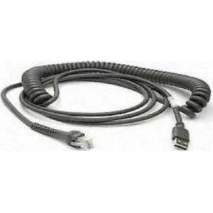 Datalogic Cable, USB, Type A, Coiled, Power off terminal, 2 Meters, CAB-424E