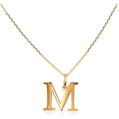 Savicki Náhrdelník písmeno M žlté zlato, diamant B-N-N0779-00118-585-Z