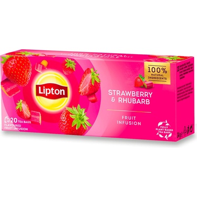 Lipton Fruit Infusion ovocný čaj jahody a rebarbora 20 x 1,6 g