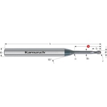 Karnasch 308012010007 | Tvrdokovová Micro-3D Mini-rádiusová fréza, VALUETOOL, guľové ostrie 1,0x0,50-7,0x4 mm, Z2