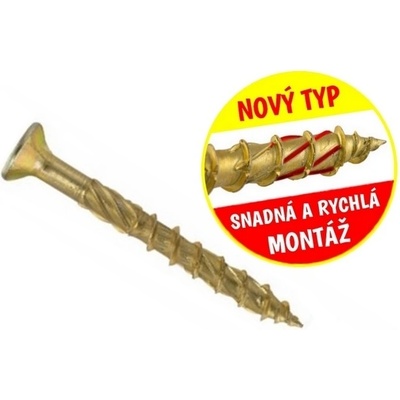 Konstrukční vrut do dřeva KLIMAS 4x40 TORX zápustná hlava TX20 žlutý Zn (400 ks v balení) – Zboží Mobilmania
