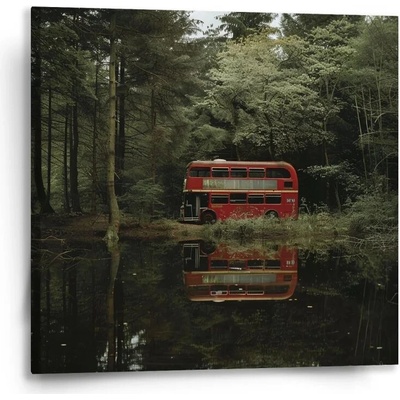 Sablio Obraz Červený poschodový autobus - 50x50 cm