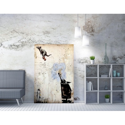 ASIR Obraz na plátně (70 x 100) Banksy Street Art – Krysa s šampaňským