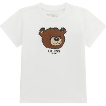 GUESS Бяла тениска с къс ръкав за мини момче с мече Guess