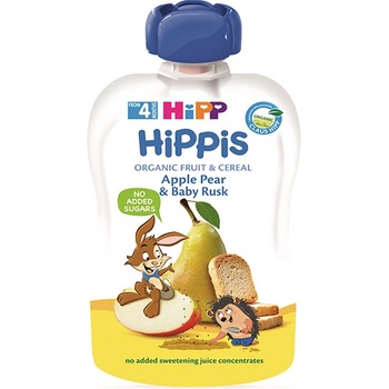 Image 1 of HiPP Био Плодова закуска ябълка, круша и сухар 100 гр. - 4+ месеца