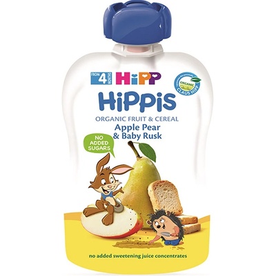 HiPP Био Плодова закуска ябълка, круша и сухар 100 гр. - 4+ месеца
